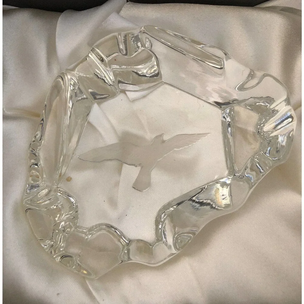 Rare Vintage Tittot Art Glass Crystal Sculpture Paperweight Bird Birds SIGNED